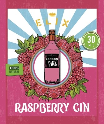 Эссенция Elix Raspberry Gin, 30 ml этикетка